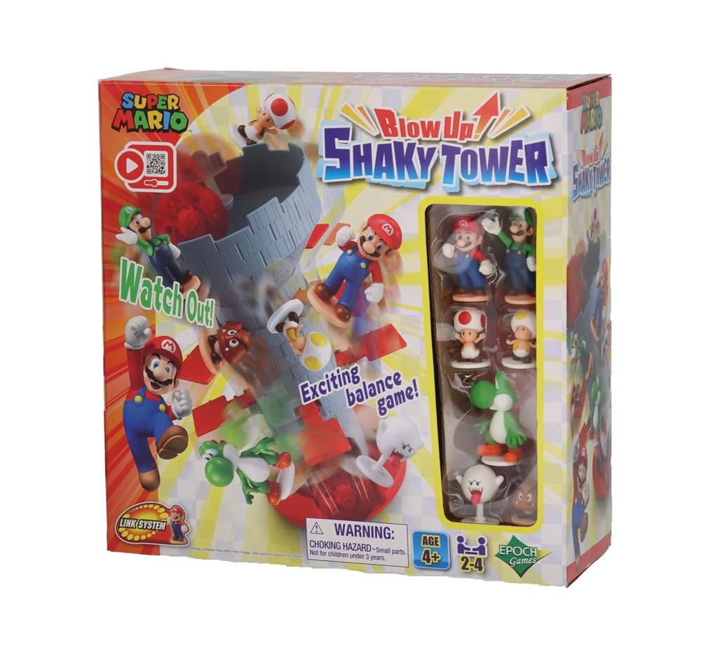 EPOCH Games - Super Mario Blow Up Shaky Tower Tabletop Game | Stack pieces on a 