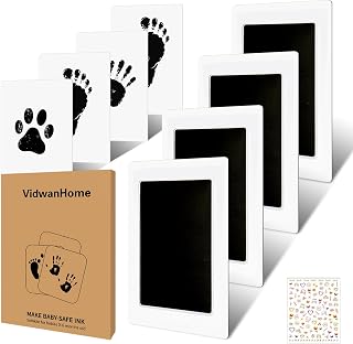 Baby Hand and Footprint Kit, Inkless Clean Touch Ink Pad Newborn Keepsake, Mother’s Day Gift for New Mom, Mess-Free Paw Print Kit for Dogs &amp; Cats, 4 Pack with 16 White Cards, Jet Black
