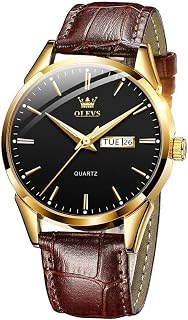 OLEVS Mens Ultra Thin 0.31 Inch Minimalist Waterproof Date Leather Band Wrist Watch