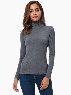 Ladies Long Sleeve Turtleneck Solid Thermal Shirt