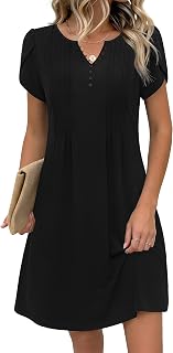 Zeagoo Abito casual da donna con tasche, estivo, floreale, scollo a V, linea ad A, a maniche corte, mini abito da spiaggia