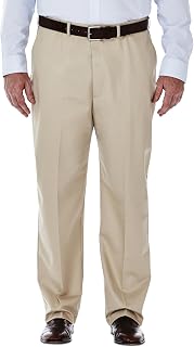 Haggar Men's Work to Weekend Hidden Expandable Waist No Iron Casual Pant - Flat and Pleat Front