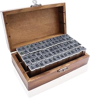 70Pcs Wooden Rubber Alphabet Letter Number Stamps, Rectangular, Capital &amp; Lower Case, DIY Craft Card Making, Scrapbooking Supplies (Dark Wooden)