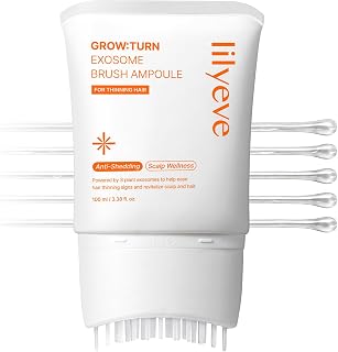 lilyeve GROWTURN Exosome Hair Growth Serum with Built-In Brush, 3.38 fl oz | Built-In Brush Serum with Biotin, Caffeine &amp; Peptides for Thinning &amp; Flat Hair, Non-Greasy &amp; Fragrance-Free, Korean Hair Care