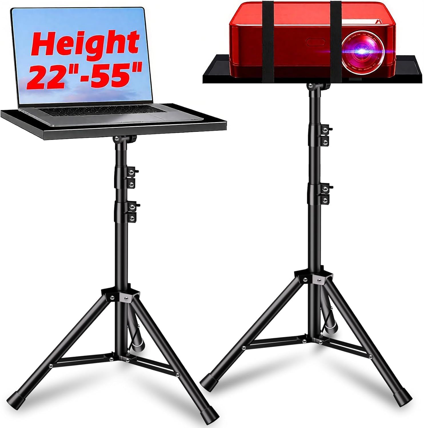 REHOSEUP Projector Stand, 33LB Load Bearing & 22-55" Height Adjustable, for Proj