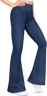 Flared Jeans High Waist Leggings Women Bell Bottom Stretch Pockets Leggings