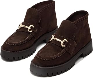 SOVANYOU Womens Platform Ankle Boots Chunky Heel Loafer Booties Slip On Short Boots