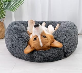 Dog bed donut dog bed Pet Bed for Cats Round Plush beds Warm Kitten bed Nest with Anti-Slip Bottom Hand Dog Round Bed Cat Round Bed Pet Donut Bed kitten bed (70X70X20CM)