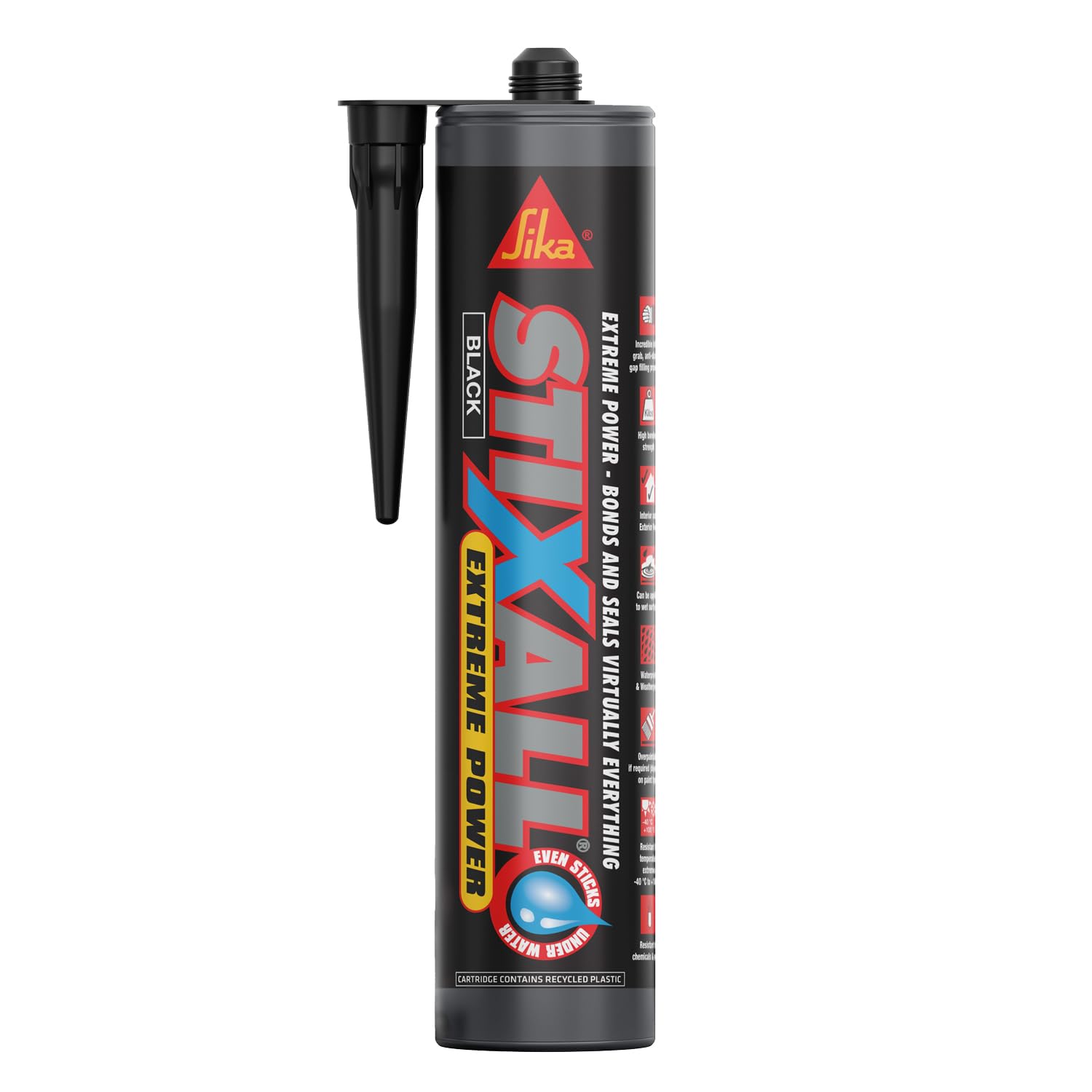 Sika Stixall Extreme Power Sealant And Adhesive, Black, 290ml | Waterproof – Can