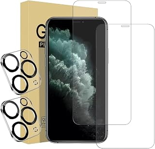 iPhone 11 Pro Screen Protector 2-Pack [5.8 inch] + 2-Pack Camera Lens Protector, Tempered Glass Film, [9H Hardness] - HD