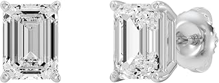 Gilded IGI Certified Lab-Grown Diamond Stud Earrings 14KT White Gold and Yellow Gold | Hypoallergenic Fine Gold Jewelry | 4-Prong Basket, Screw Back Nut | VSI1 Clarity, E-F Color, Round Cut and Princess Cut | 1-2-3 ct tw