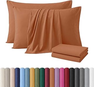Hafaa Pack of 2 Rust Brushed Microfiber Plain Bed Pillow Cases (50 x 75 Cm)