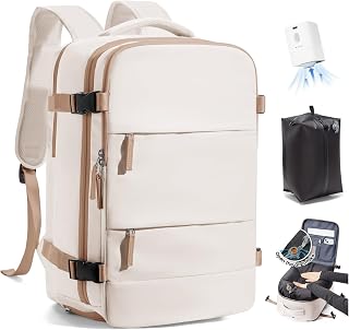 SZLX Vacuum Backpack Travel Bag with Pump, New Ryanair Cabin Size Bag 40x30x20 Backpack Wizz air, Large Travel Backpack Women Men Carry On Casual Daypack Fit 14 Inch Laptop with Shoes Compartment