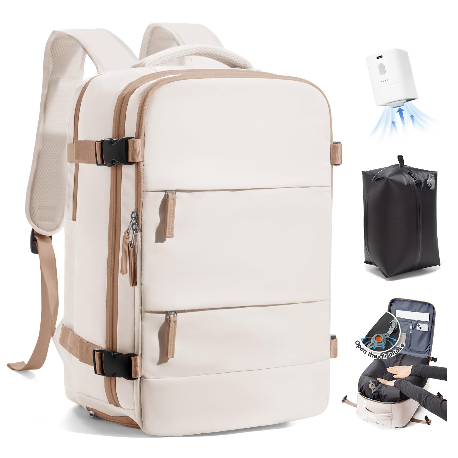 SZLX Vacuum Backpack Travel Bag with Pump, New Ryanair Cabin Size Bag 40x30x20 B