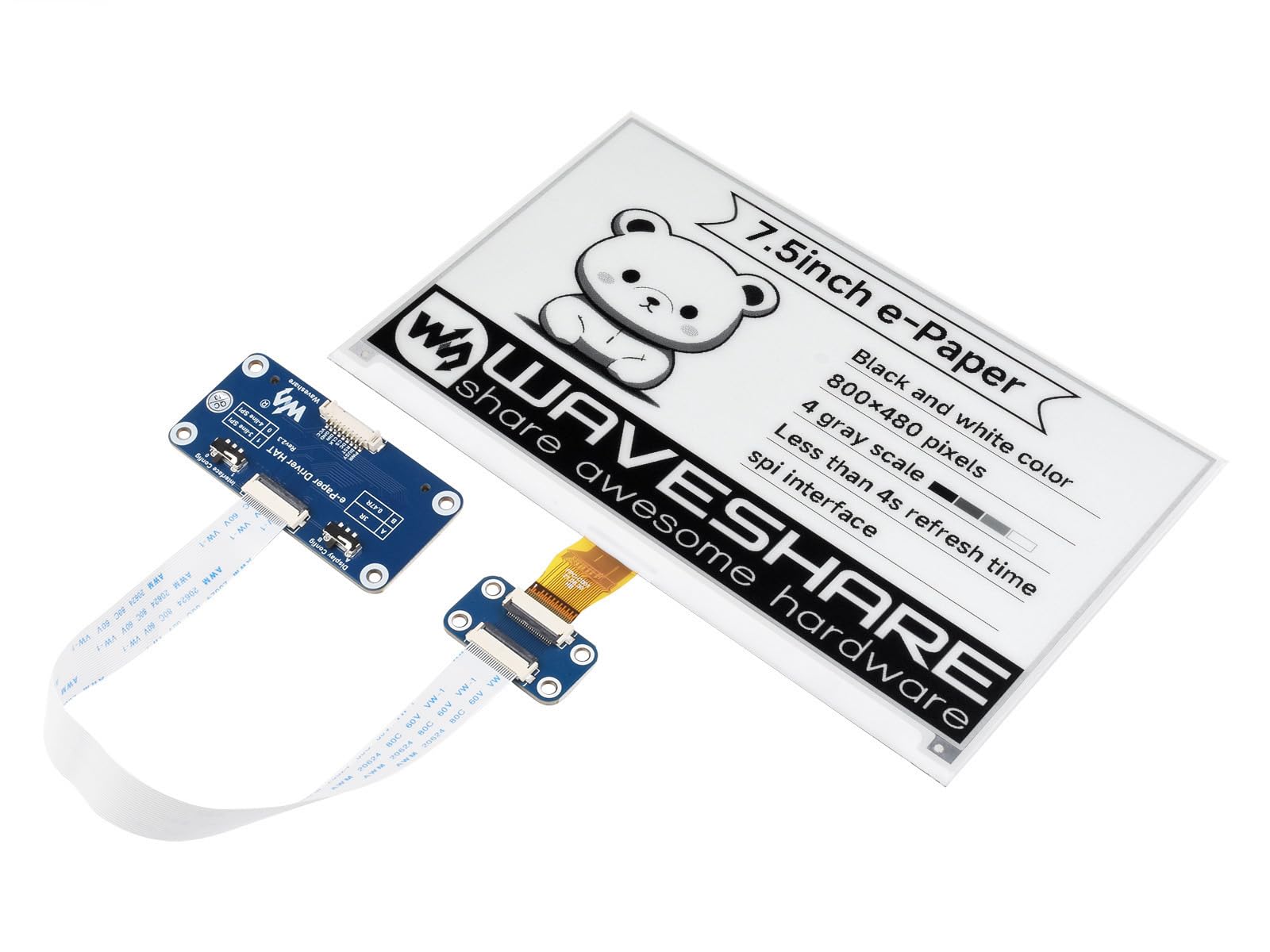 Waveshare 7.5 inch E-Paper Display HAT V2 for Home Assistant & ESPHome Projects 