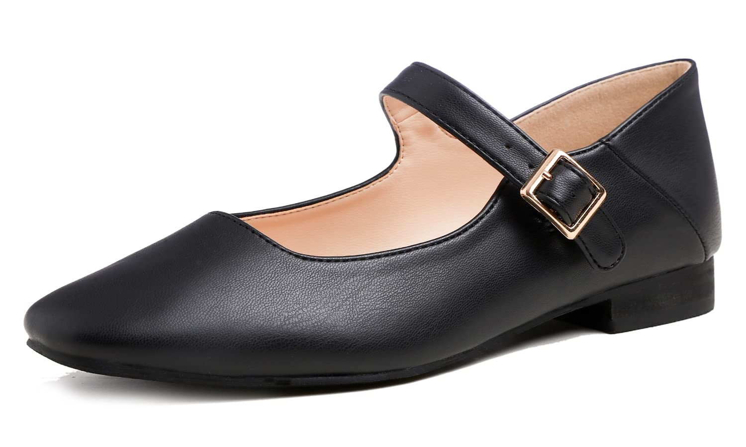 Feversole Women's Square Toe Mary Jane Fashion, Square Toe Easy Buckle Low Heel 