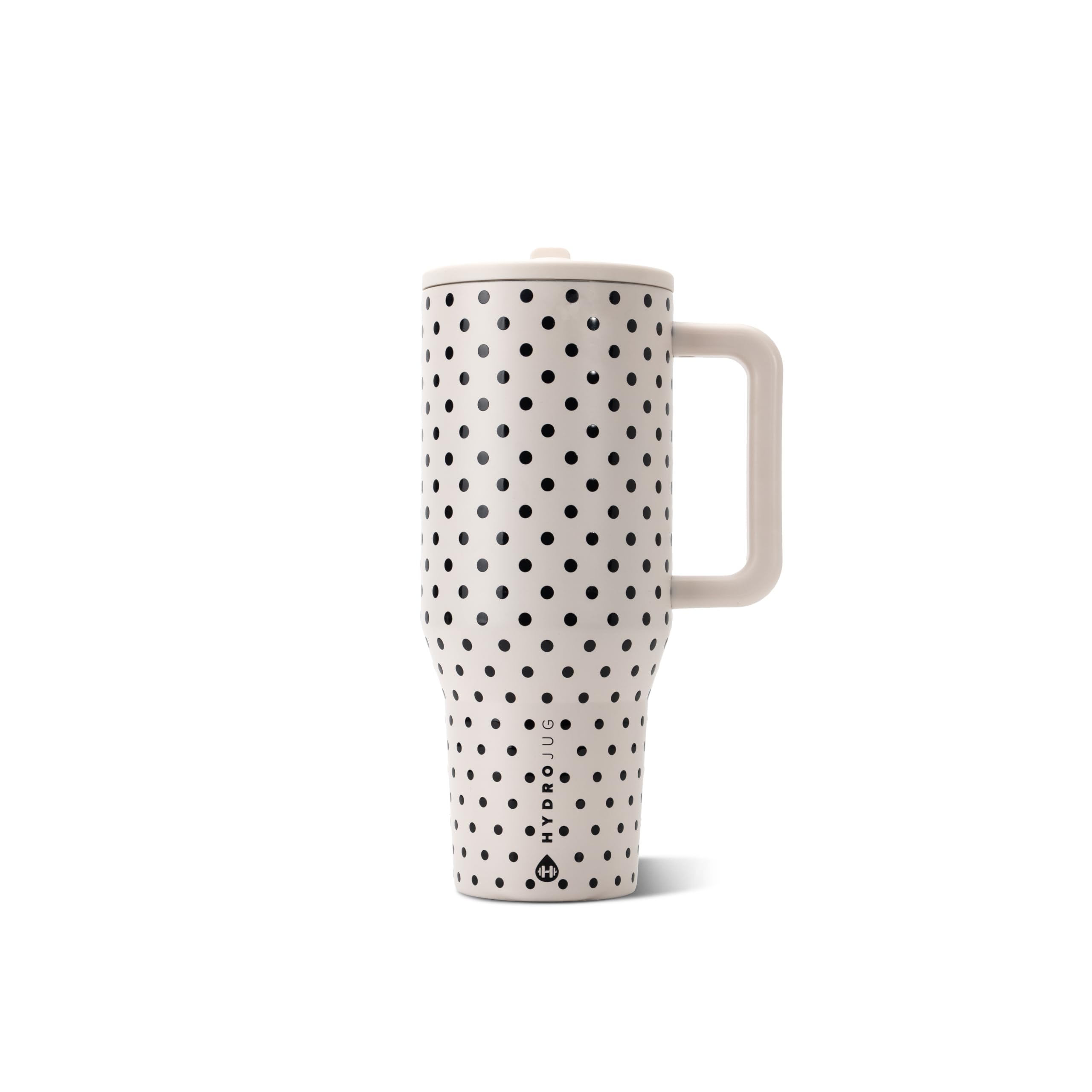 HydroJug Polka Dot Traveler 32oz, Insulated Tumbler, French Vanilla | Triple wal