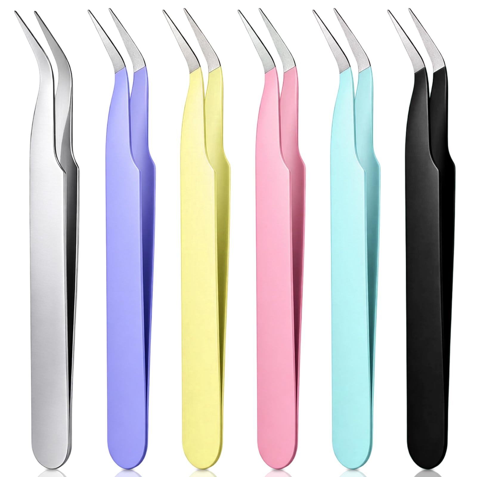 6 Pcs Stickers Tweezers Curved Craft Tweezers Multipurpose Anti-Static Crafting 