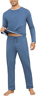 Aseniza Men's Winter Pyjamas Long Sleeve Cotton Simple Elegant Pyjamas Soft