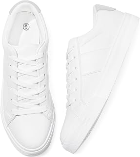 Adokoo fashion sneakers for women PU leather casual shoes white sneakers low top sneakers women lace up sneakers