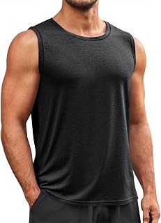 Runcati Mens Sleeveless Tank Tops Workout Cut Off Shirt Muscle Athletic Gym Summer Beach T Shirts