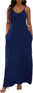 vunahzma Womens Casual Fashion Sleeveless Plus Size Loose Long Sexy Maxi Dress with Pockets