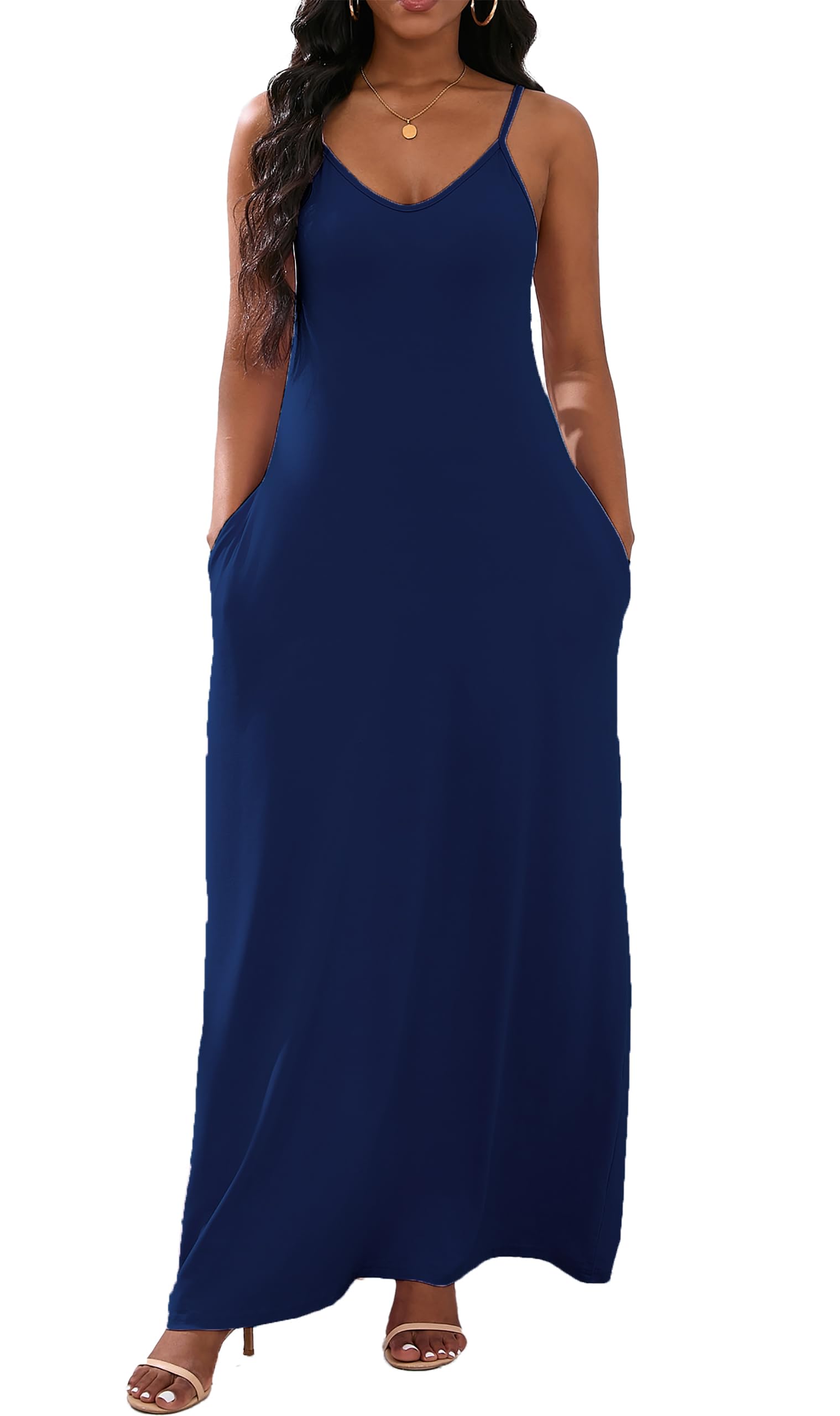 vunahzma Womens Casual Fashion Sleeveless Plus Size Loose Long Sexy Maxi Dress w