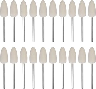 Generic 20pcs Wool Felt Mounted Mandrel Bits, 8mm Head, 1/10 Inch Shank, Taper Polishing Tips for Rotary Tools