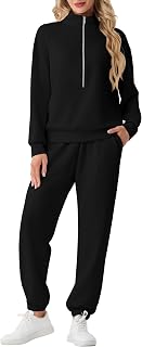 GRECERELLE Tracksuit Womens Full Set Winter Long Sleeve Zip Up Track Top Fit Jogger Suit