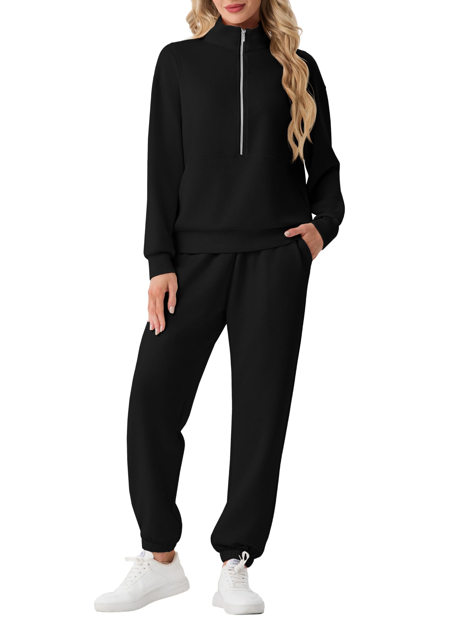 GRECERELLE Tracksuit Womens Full Set Winter Long Sleeve Zip Up Track Top Fit Jog