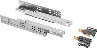 GTV - Sliding Drawer Guides Bottom Mount with Soft Close and Self-Closing, Drawer Rails, Modern Slide with Damping, Full Extension 350 mm, Holds up to 35 kg - 2 Pair
