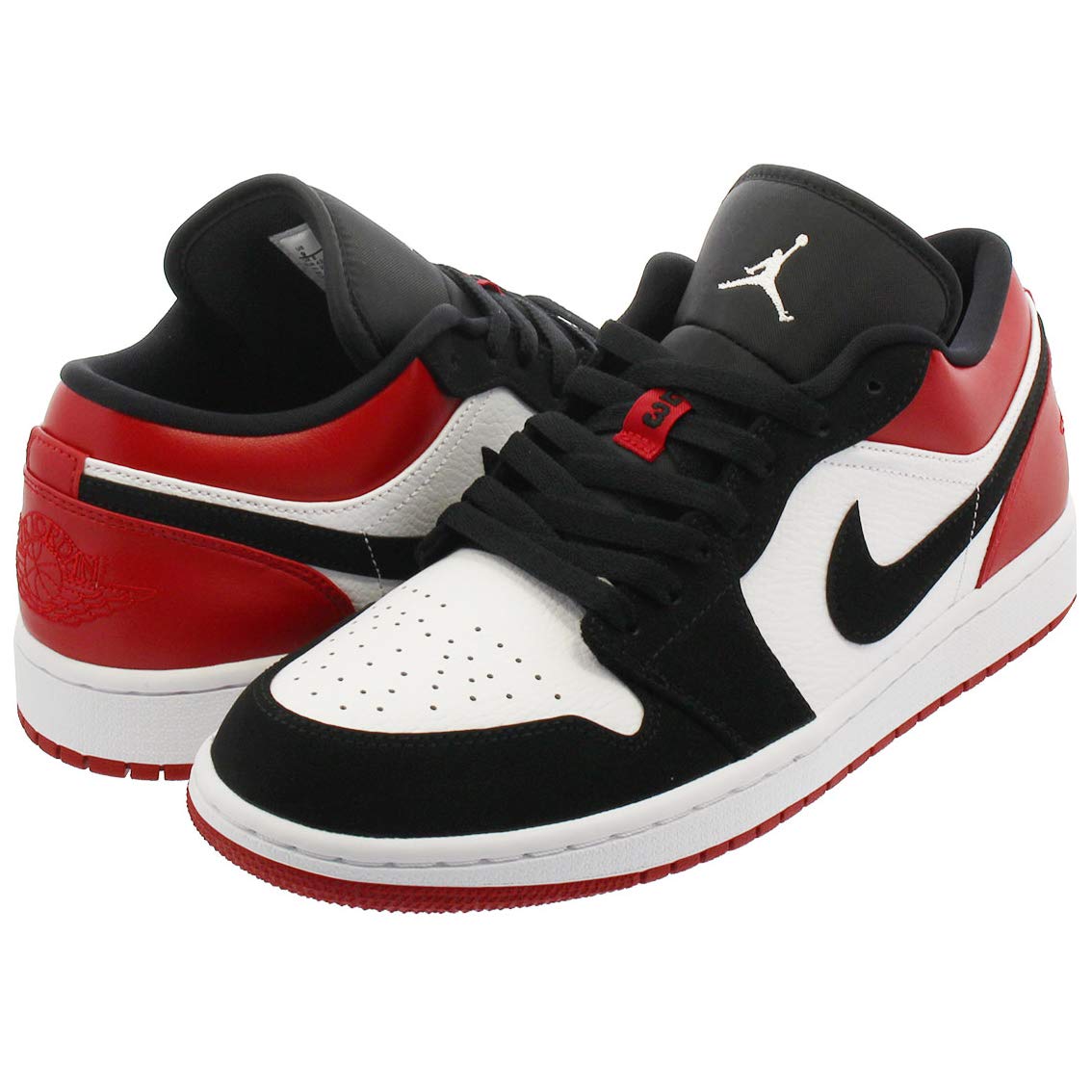 Nike Air Jordan 1 Low Black Toe White/Black-Gym Red 553558-116 Sneakers AJ Black