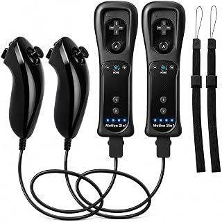 Motion Plus Wii Controllers 2Packs with Nunchucks, Wii Remote Controllers Compatible for wii and Wii U with Built in Motion Plus