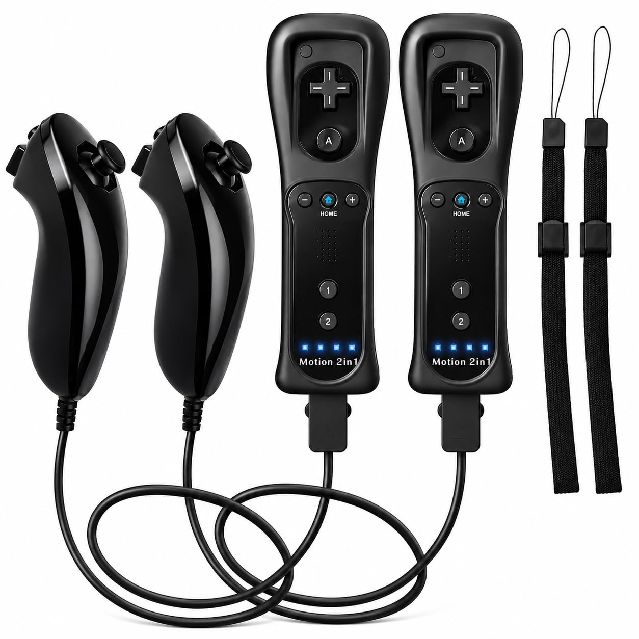 Motion Plus Wii Controllers 2Packs with Nunchucks, Wii Remote Controllers Compat