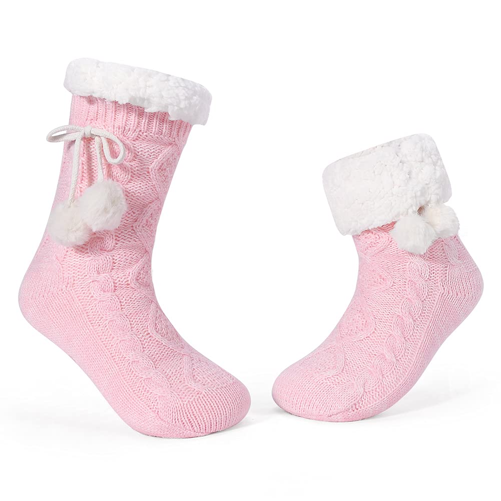 LEMZONE Women's Thick Warm Slipper Socks with Grippers Fleece Fuzzy Socks