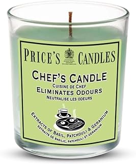 Price's Candles Chef's Jar Candle Fresh Scented Odour Reducing Candle with Basil Patchouli and Geranium Fragrance for Kitchens and Home Freshness
