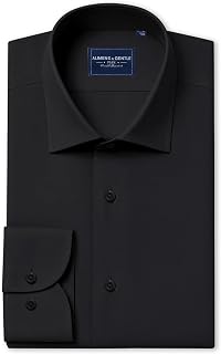 Alimens & Gentle Camicia da uomo antimacchia a maniche lunghe, senza pieghe, casual, con bottoni