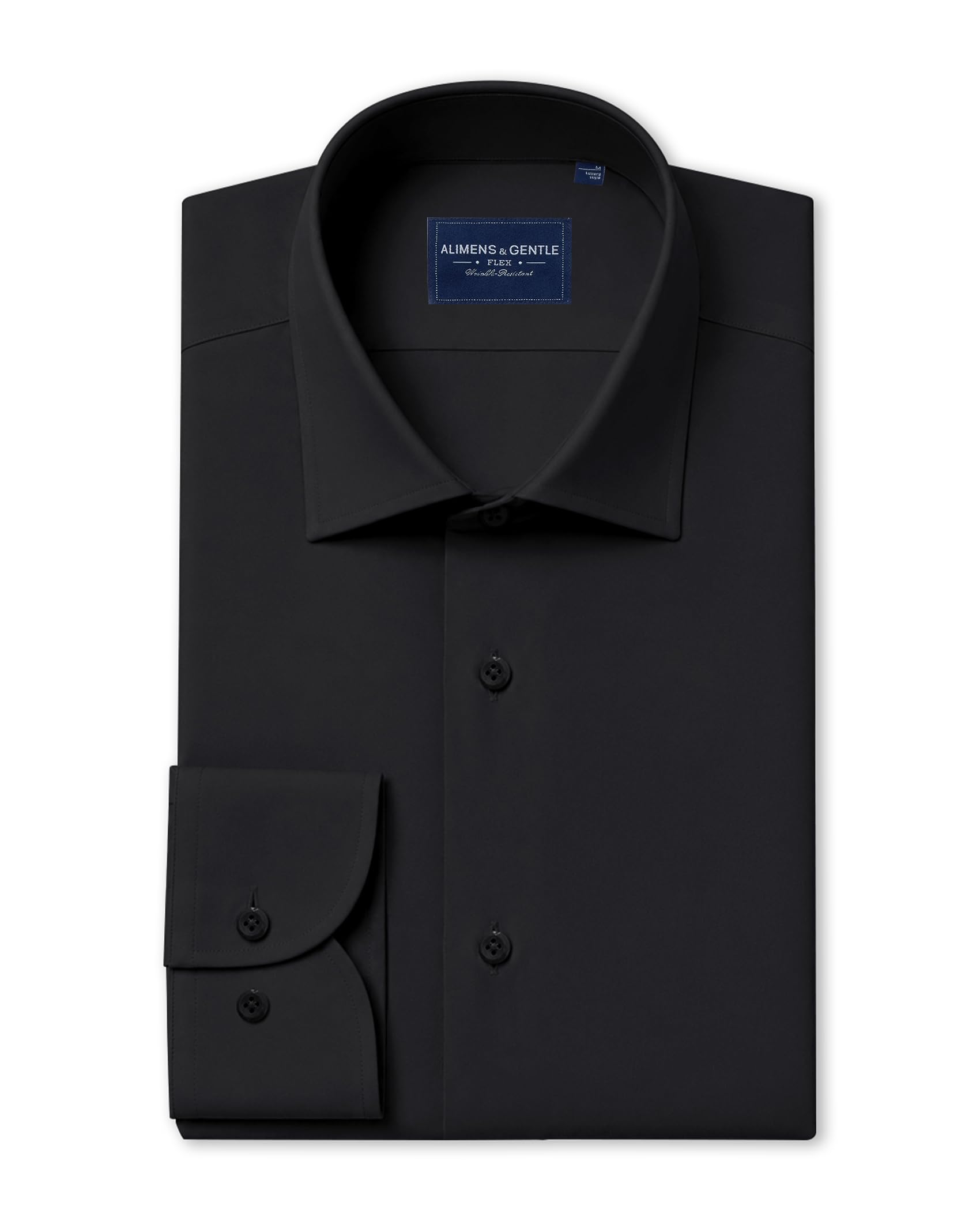 Alimens & Gentle Camicia da uomo antimacchia a maniche lunghe, senza pieghe, cas