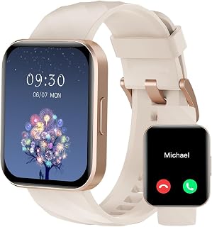 RUIMEN Smartwatch Men Women Calls and Whatsapp Smart Watch Pedometer Heart Rate Monitor Wrist Monitor Saturometer Smart Watch Fitness Sports Waterproof for Android iOS Galaxy