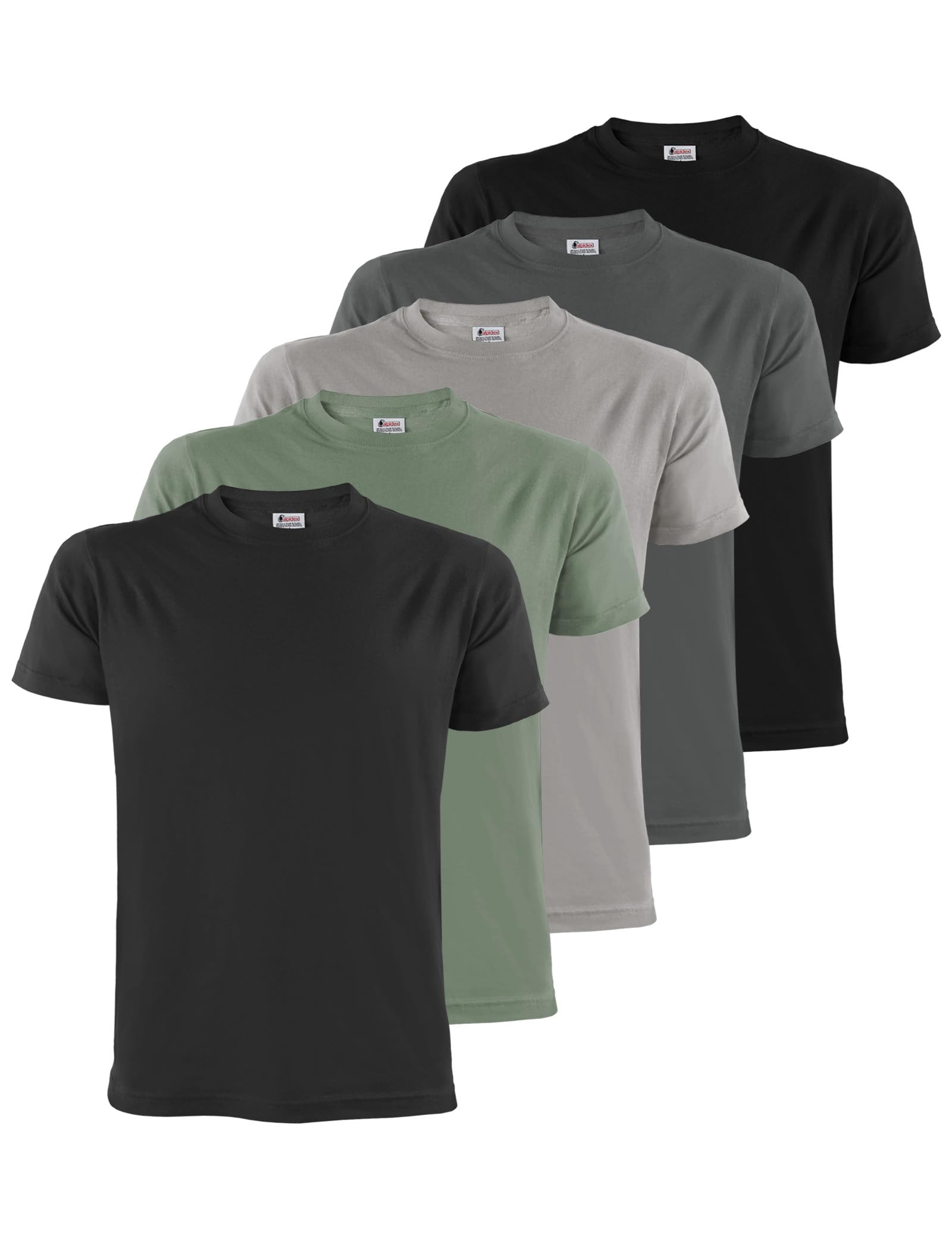 ALPIDEX Herren T-Shirts 5er Set Basic Rundhals 100% Baumwolle S - 5XL
