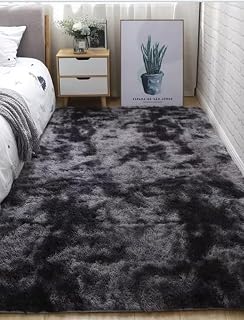 Soft Plush Area Rug, Non Slip Fuzzy Shag Plush Soft Shaggy Bedside Rug, Tie-Dye Living Room Carpet, Bedroom Living Room Rug, 1 Piece Room Decoration, Tie Dye Dark Grey (31.5 x 46.2 Inches)