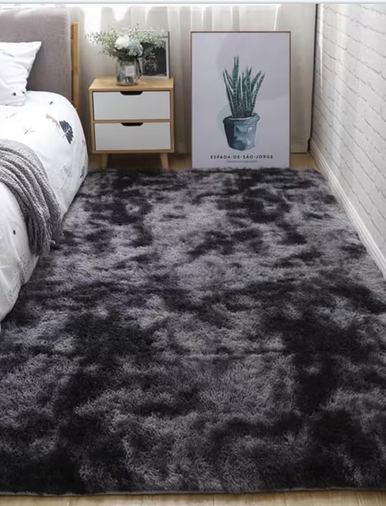 Soft Plush Area Rug, Non Slip Fuzzy Shag Plush Soft Shaggy Bedside Rug, Tie-Dye 