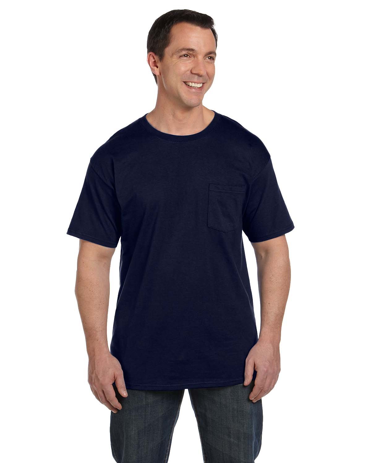 Hanes Beefy-t Pocket, Heavyweight Cotton Pocket Tee for Men, Full-Cut T-Shirt, 1