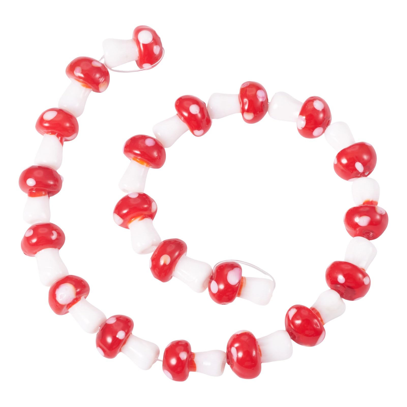 25pcs Handmade Mushroom Shape Spacer Beads Cute Forest Loose Spacer Beads for DI