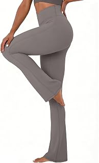 Sunzel Seamless Front Crossover Flare Leggings for Women Hidden Butt Lifting Scrunch Tummy Control Mini Flare Yoga Pants