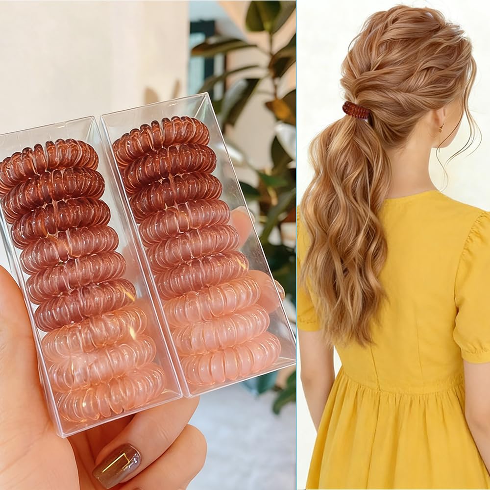 18 Pack Spiral Hair Bands for Women - No Damage No Wrinkles Secure Grip All Day 