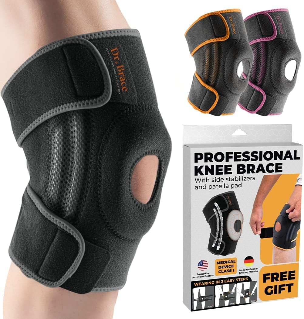 DR. BRACE ELITE Knee Brace with Side Stabilizers & Patella Gel Pads | for Maximu