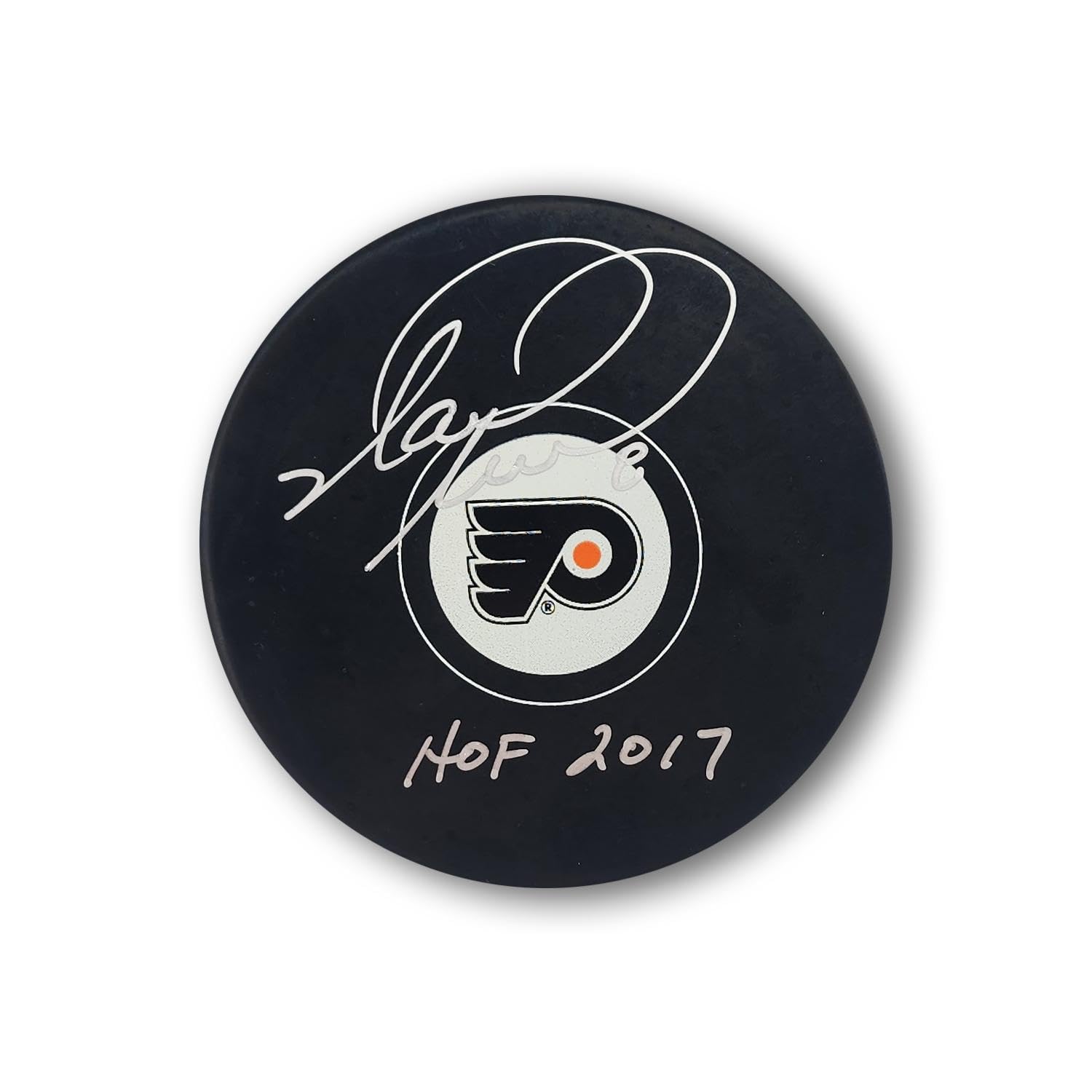 Mark Recchi Autographed Philadelphia Flyers Hockey Puck - Autographed NHL Pucks