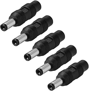 uxcell 5pcs DC Power Connector Adapter 5.5mm x 2.1mm Male Plug to 3.5mm x 1.35mm Female Jack Converter for Laptop CCTV Camera Strip Lighting Black