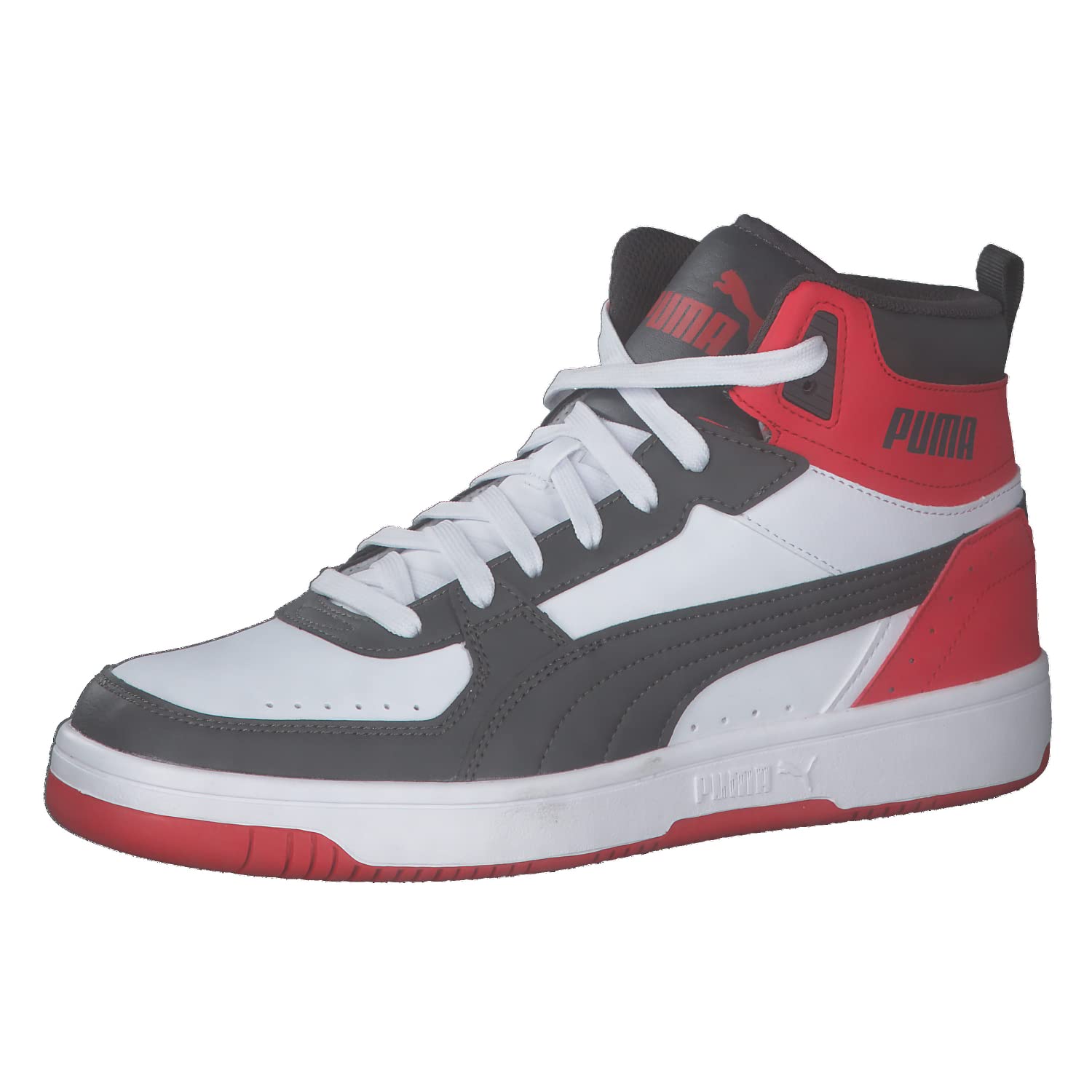 PUMA Unisex Top Sneaker, White Asphalt High Risk Red, 7.5 US Men